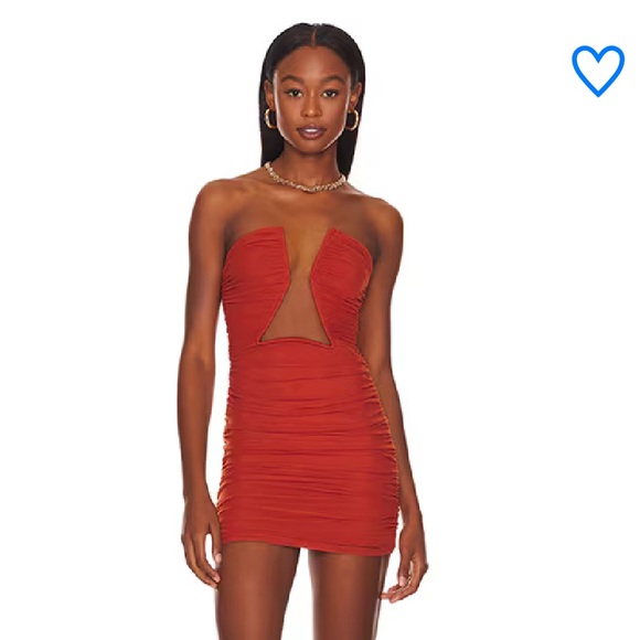 Superdown Thea Ruched Mini Dress in Burnt Orange - Picture 1 of 4